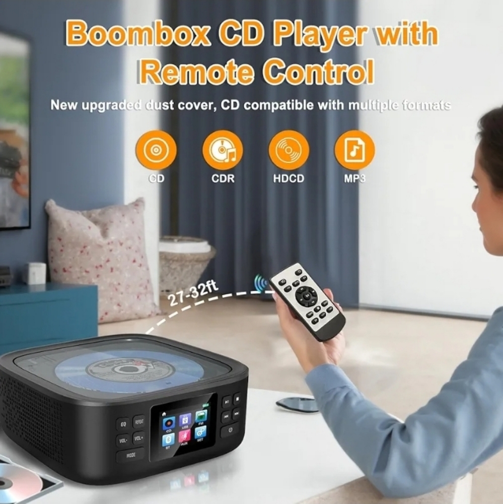 Portable CD Player Bluetooth,Desktop CD Player with Bluetooth Music Boombox Port - Picture 7 of 7